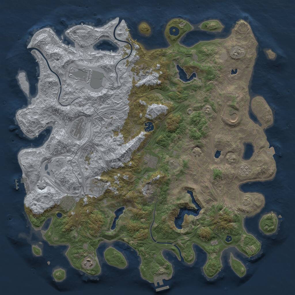 Rust Map: Procedural Map, Size: 4500, Seed: 664692438, 16 Monuments