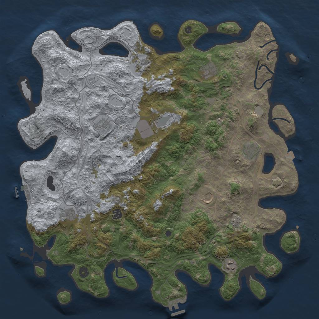 Rust Map: Procedural Map, Size: 4500, Seed: 664692438, 18 Monuments