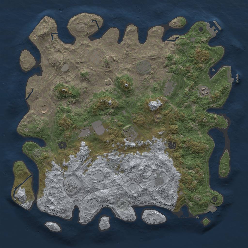 Rust Map: Procedural Map, Size: 4500, Seed: 223041333, 19 Monuments