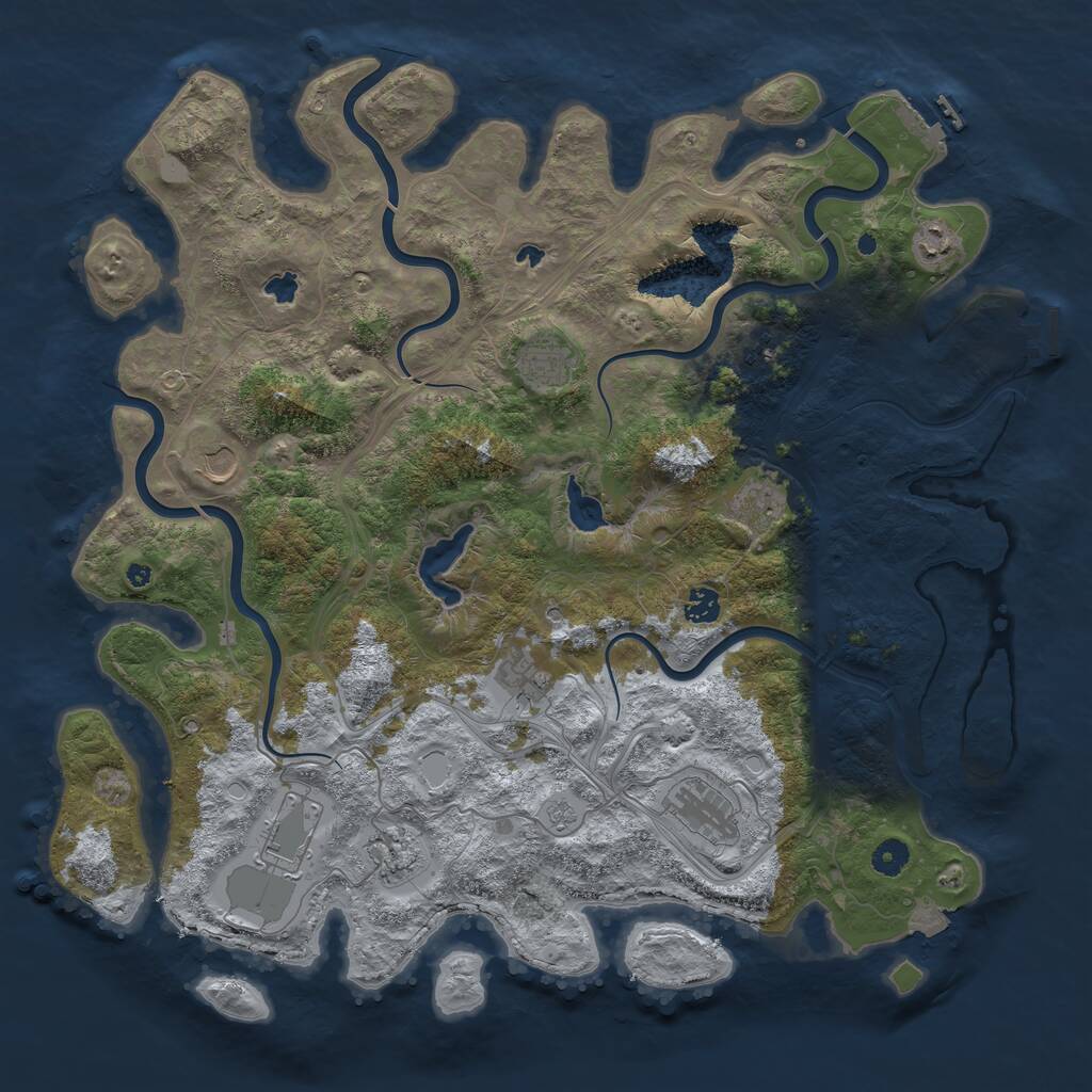 Rust Map: Procedural Map, Size: 4500, Seed: 223041333, 16 Monuments