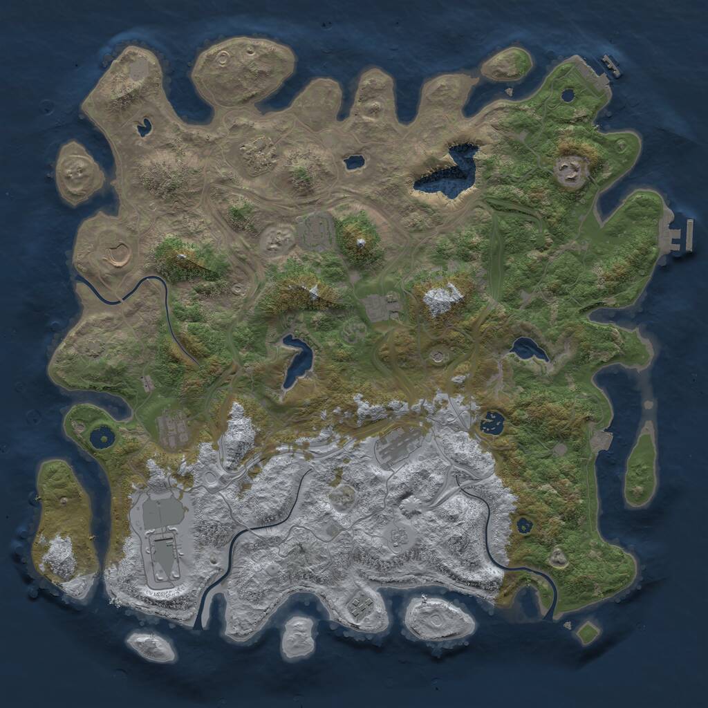 Rust Map: Procedural Map, Size: 4500, Seed: 223041333, 16 Monuments