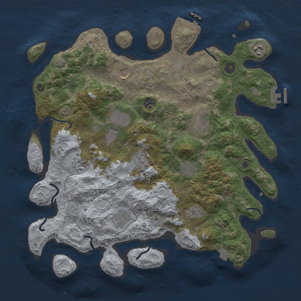 Rust Map: Procedural Map, Size: 4000, Seed: 554908767, 18 Monuments