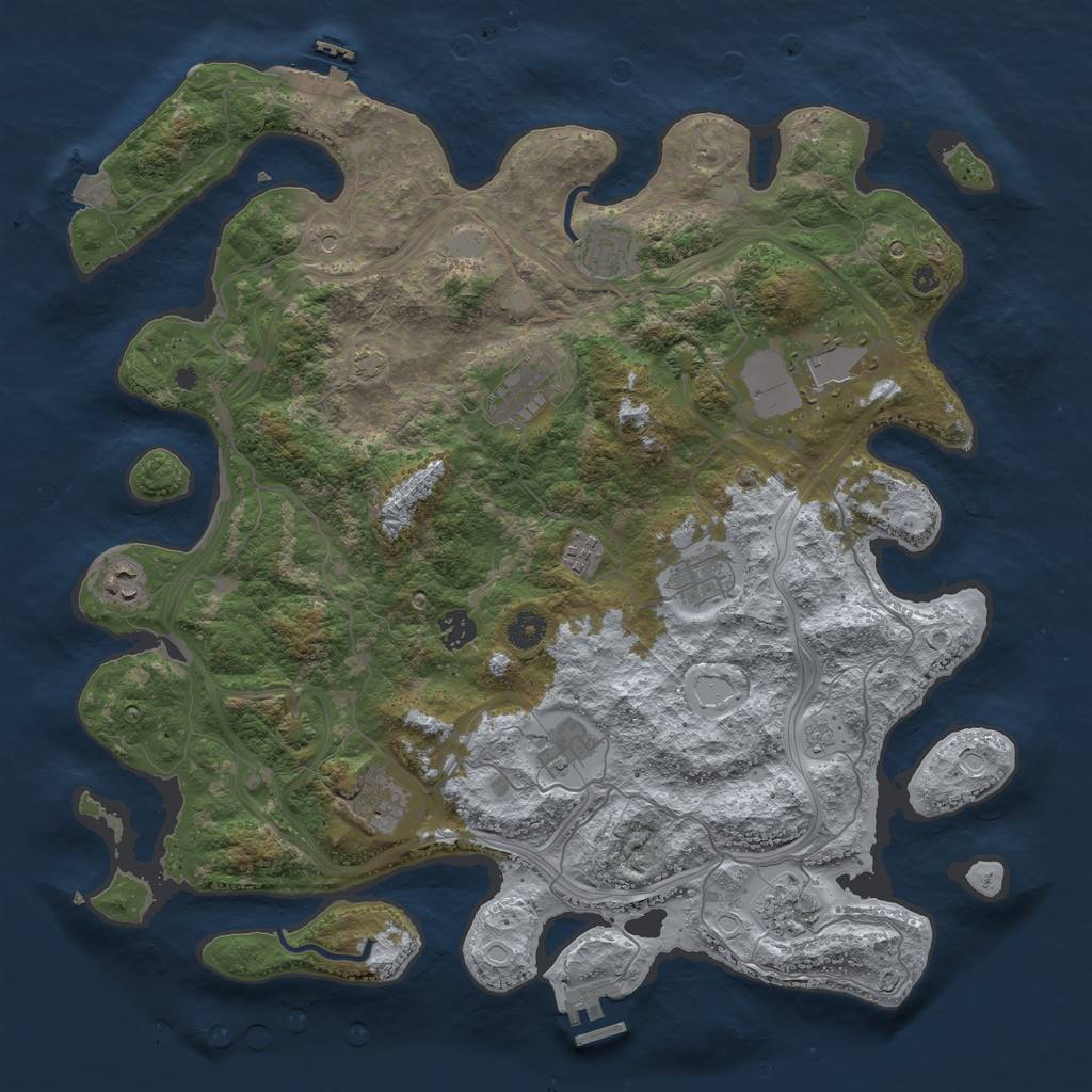 Rust Map: Procedural Map, Size: 4250, Seed: 1741338124, 18 Monuments