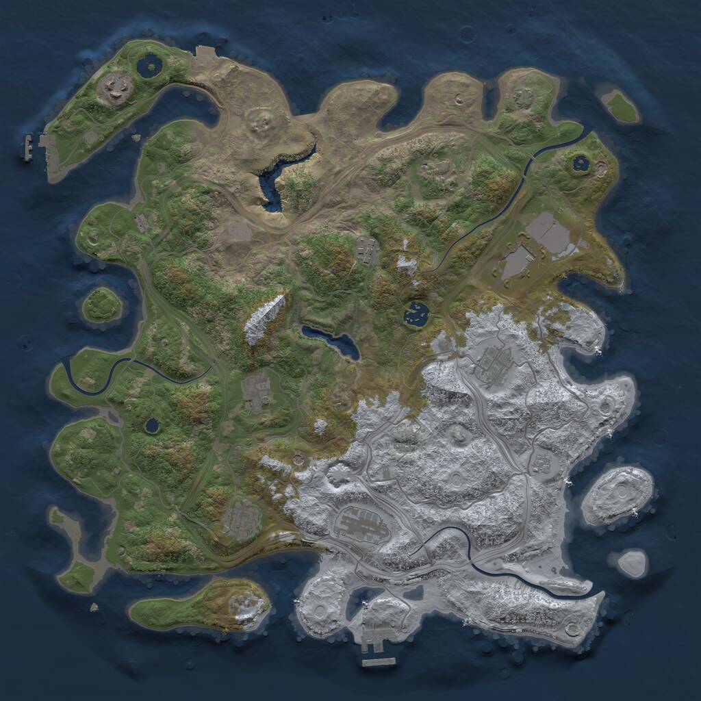 Rust Map: Procedural Map, Size: 4250, Seed: 1741338124, 15 Monuments