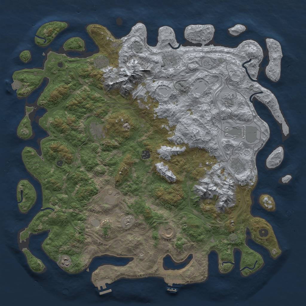 Rust Map: Procedural Map, Size: 5000, Seed: 633304590, 19 Monuments