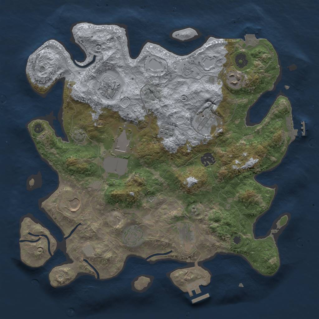 Rust Map: Procedural Map, Size: 3500, Seed: 298609195, 17 Monuments