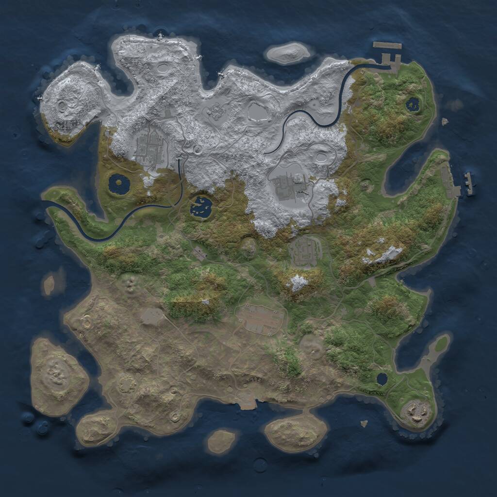 Rust Map: Procedural Map, Size: 3500, Seed: 298609195, 11 Monuments