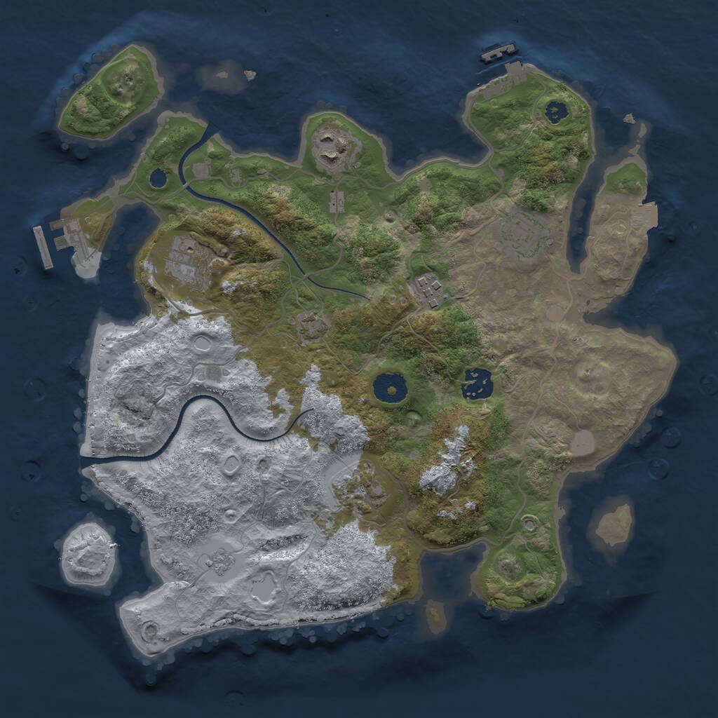 Rust Map: Procedural Map, Size: 3300, Seed: 1576141379, 11 Monuments