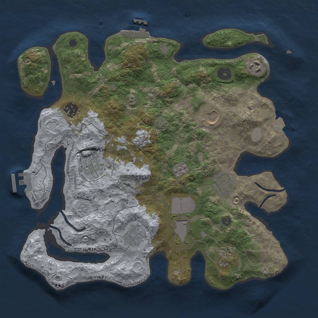 Rust Map: Procedural Map, Size: 3500, Seed: 407, 16 Monuments