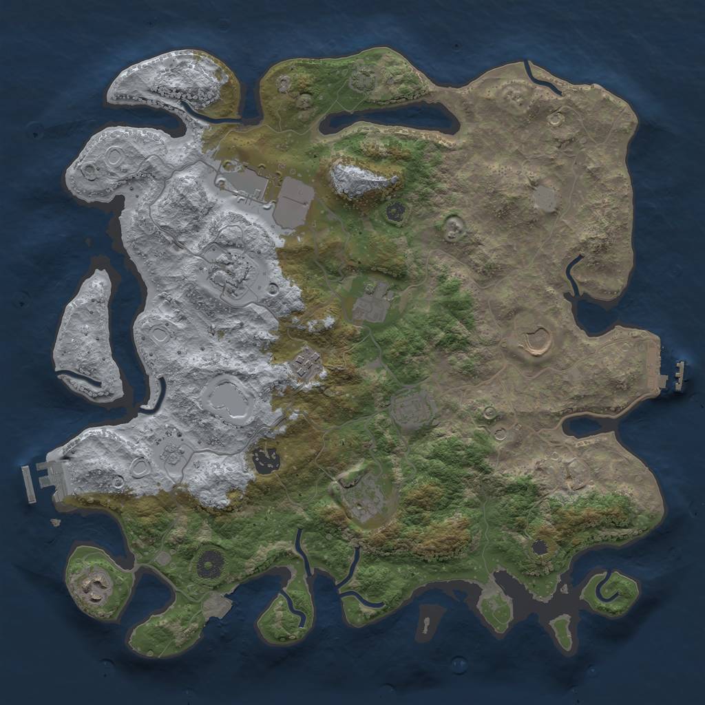 Rust Map: Procedural Map, Size: 3750, Seed: 729668785, 17 Monuments