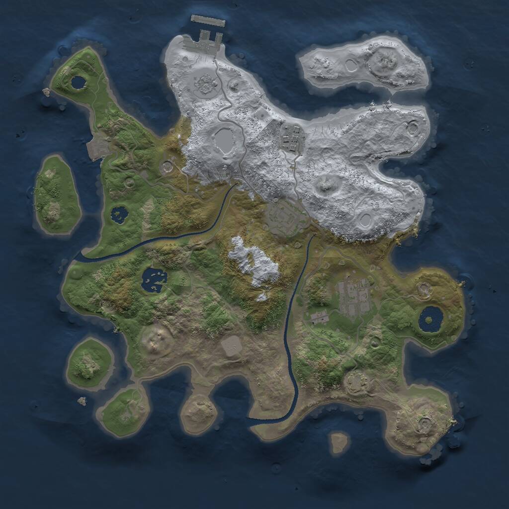 Rust Map: Procedural Map, Size: 3000, Seed: 88851050, 9 Monuments
