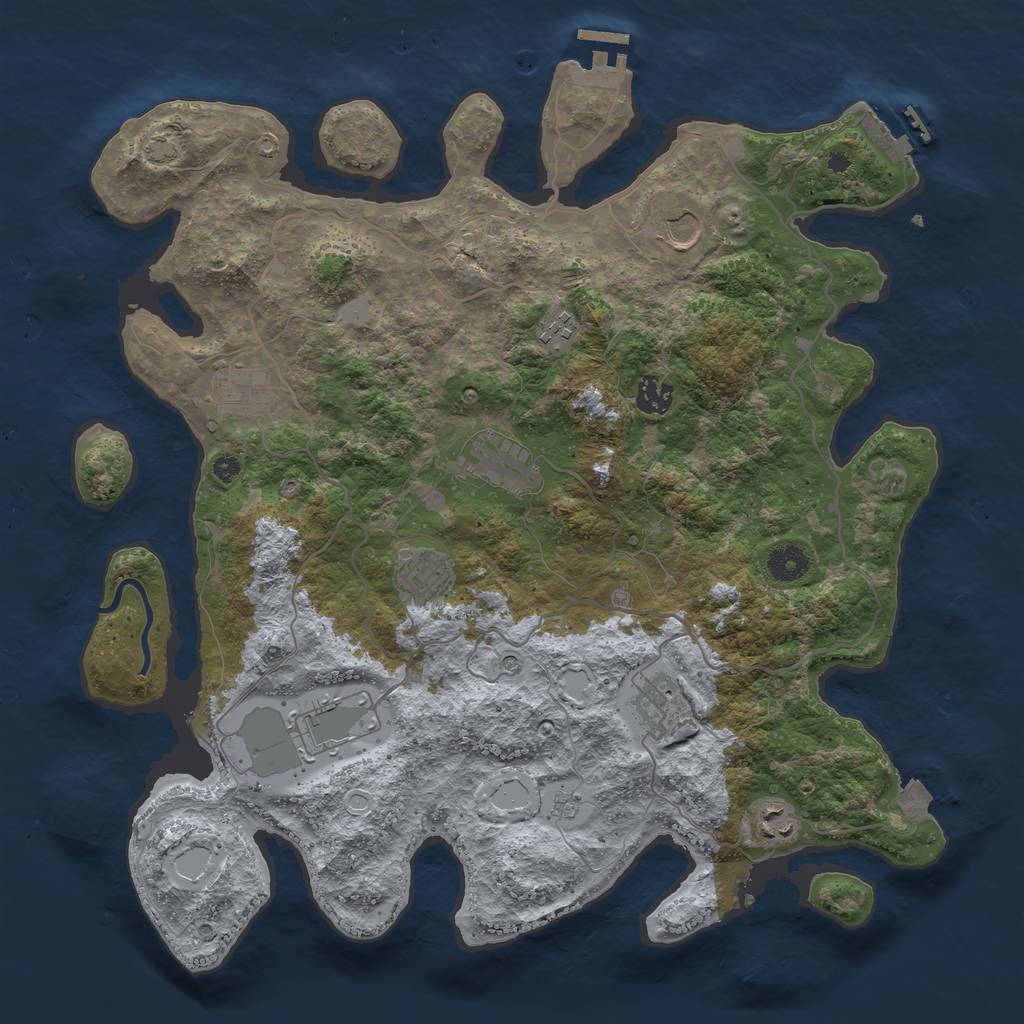 Rust Map: Procedural Map, Size: 4000, Seed: 1712942046, 17 Monuments