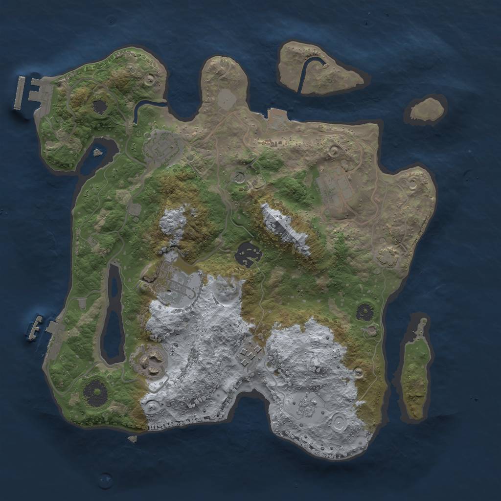 Rust Map: Procedural Map, Size: 3000, Seed: 70424, 14 Monuments