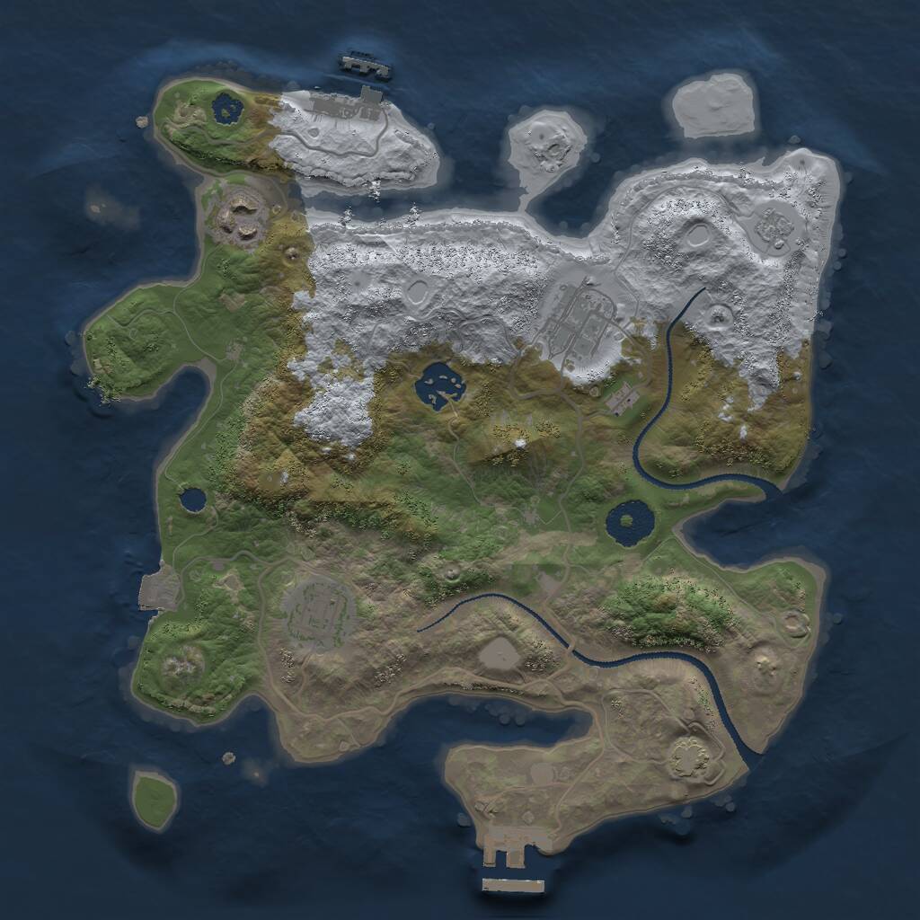 Rust Map: Procedural Map, Size: 3000, Seed: 9380627, 9 Monuments