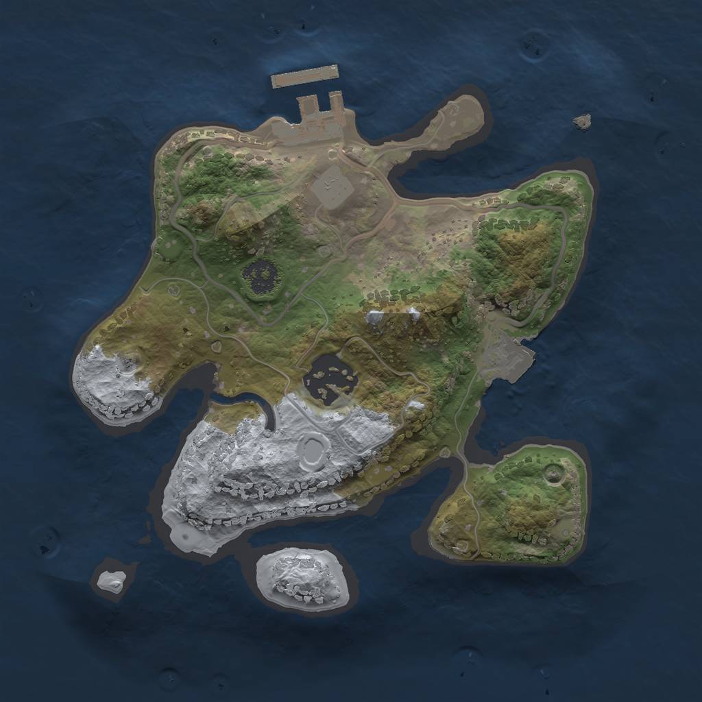 Rust Map: Procedural Map, Size: 2100, Seed: 2174369, 5 Monuments