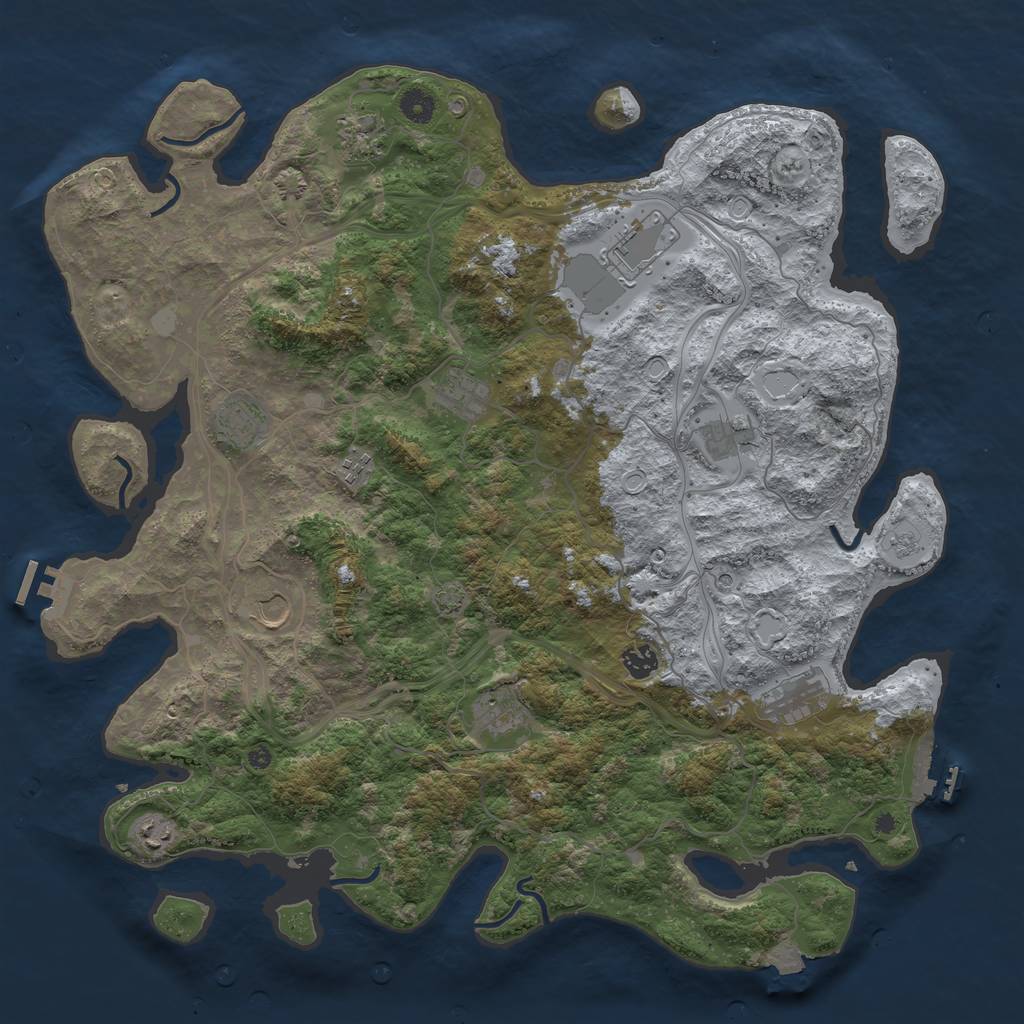 Rust Map: Procedural Map, Size: 4500, Seed: 649701678, 19 Monuments