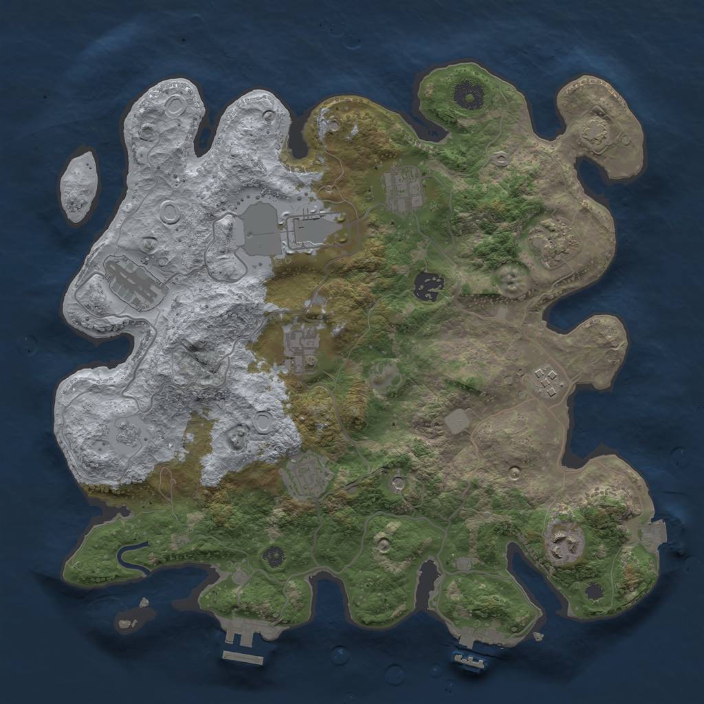 Rust Map: Procedural Map, Size: 3500, Seed: 528007692, 17 Monuments