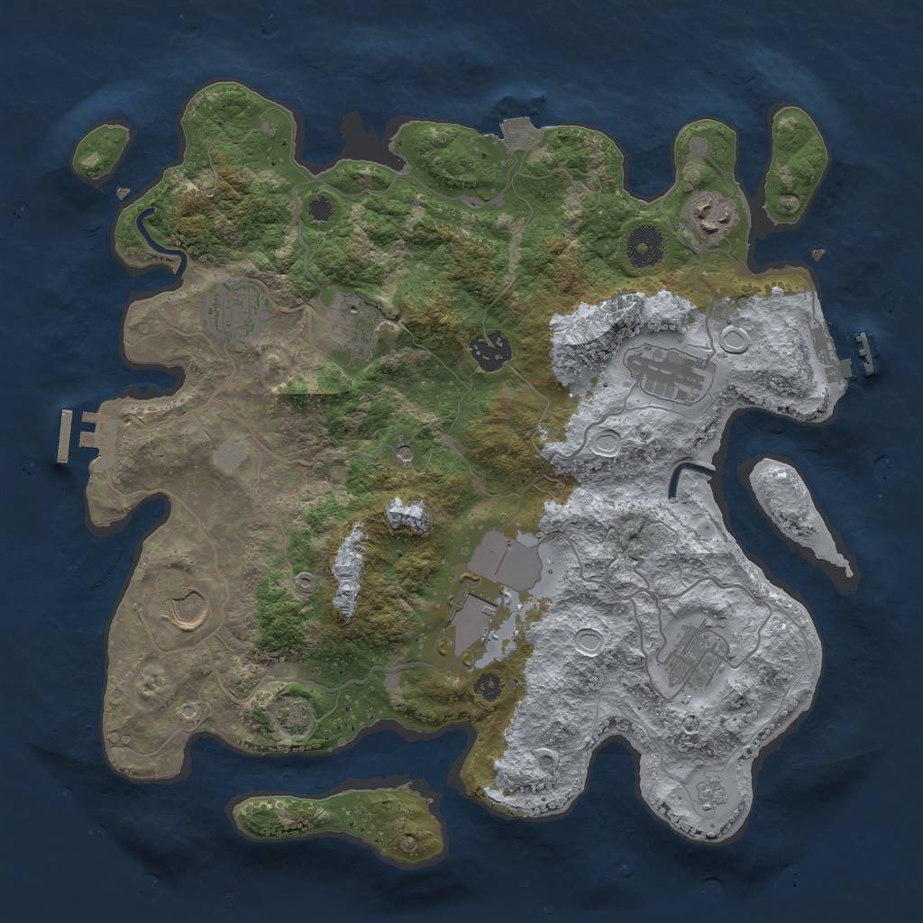 Rust Map: Procedural Map, Size: 3500, Seed: 1863764346, 16 Monuments