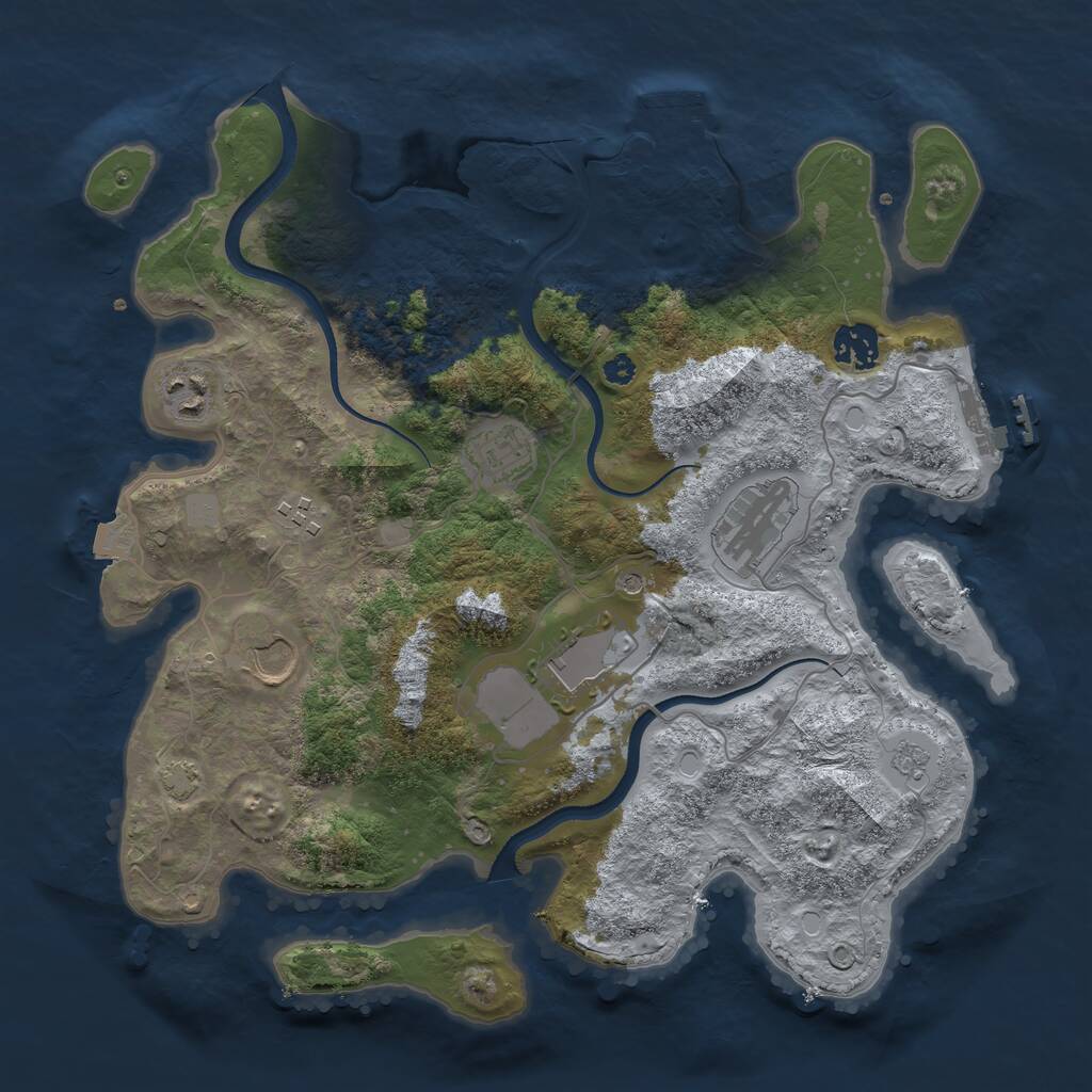 Rust Map: Procedural Map, Size: 3500, Seed: 1863764346, 13 Monuments