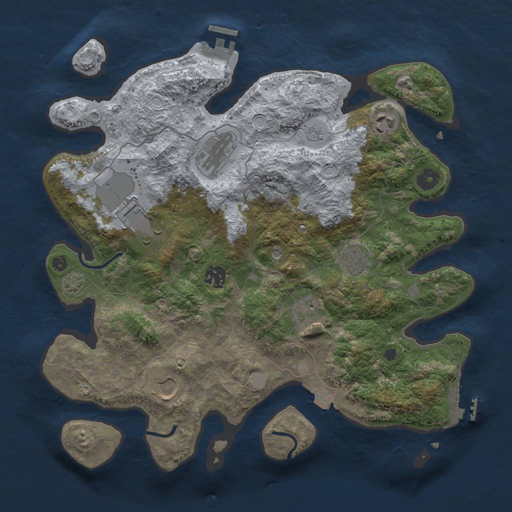 Rust Map: Procedural Map, Size: 3500, Seed: 1380634993, 15 Monuments