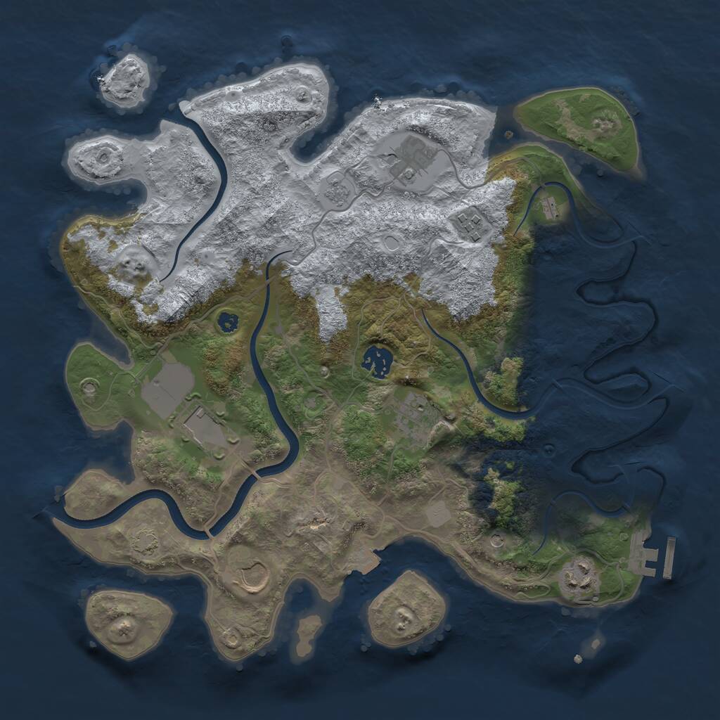 Rust Map: Procedural Map, Size: 3500, Seed: 1380634993, 12 Monuments