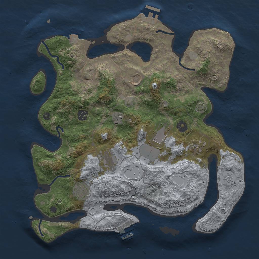 Rust Map: Procedural Map, Size: 3500, Seed: 834397457, 15 Monuments