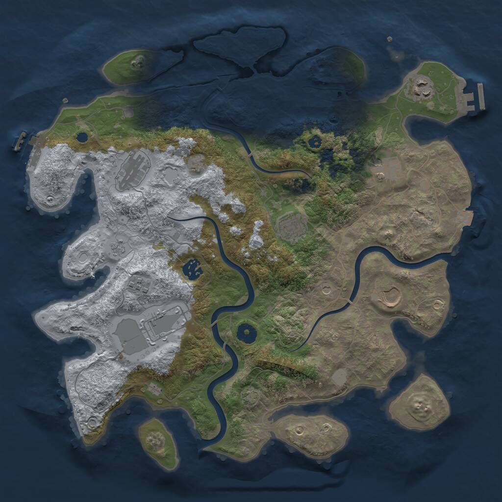 Rust Map: Procedural Map, Size: 3800, Seed: 288871847, 14 Monuments