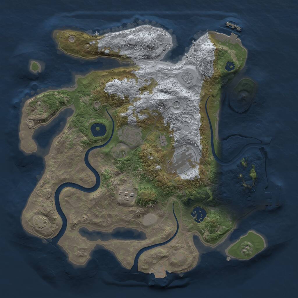 Rust Map: Procedural Map, Size: 3000, Seed: 782907104, 10 Monuments