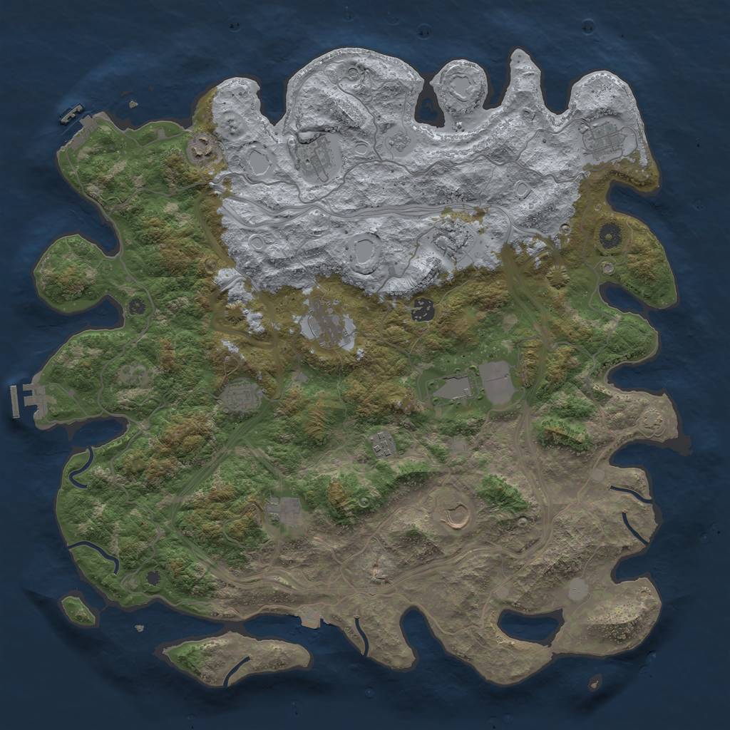 Rust Map: Procedural Map, Size: 4500, Seed: 1794151049, 19 Monuments