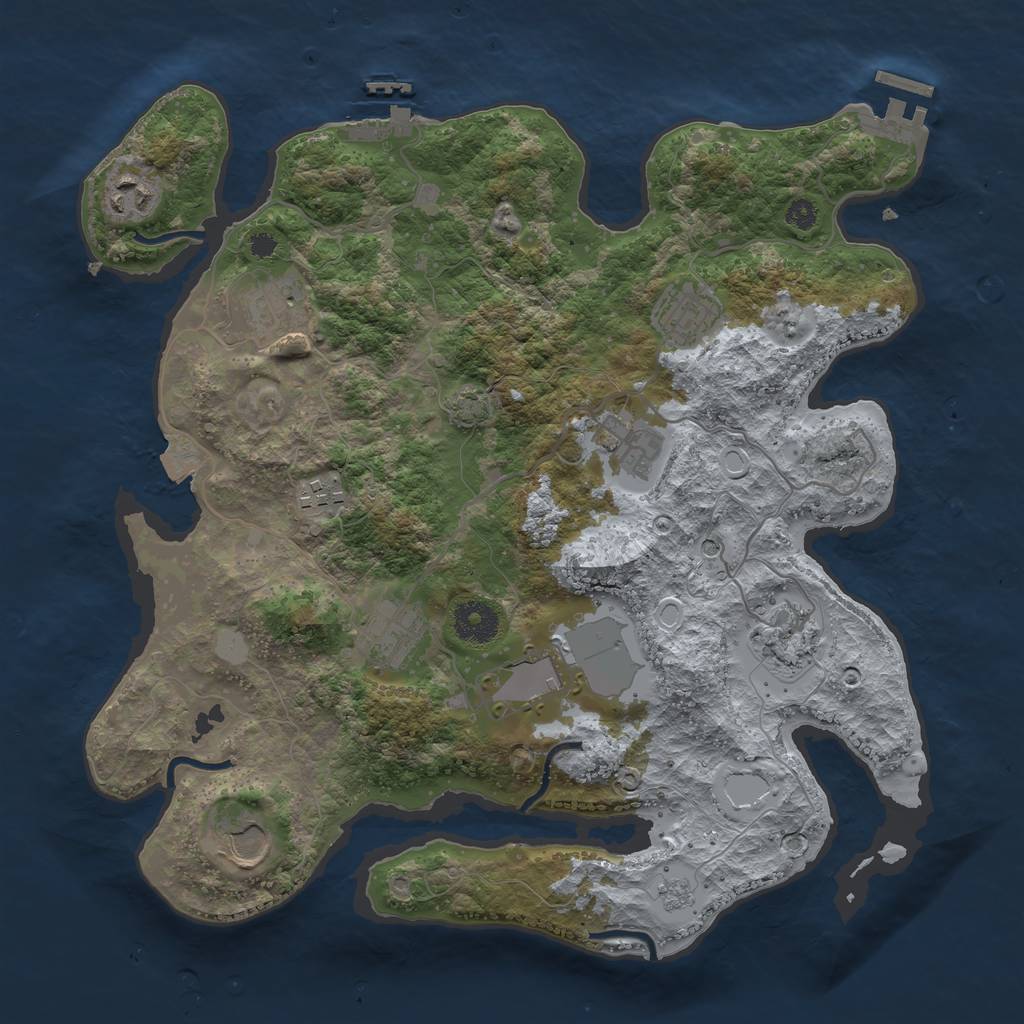 Rust Map: Procedural Map, Size: 3500, Seed: 697123498, 17 Monuments