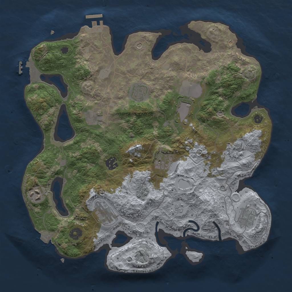 Rust Map: Procedural Map, Size: 3500, Seed: 1972687416, 18 Monuments