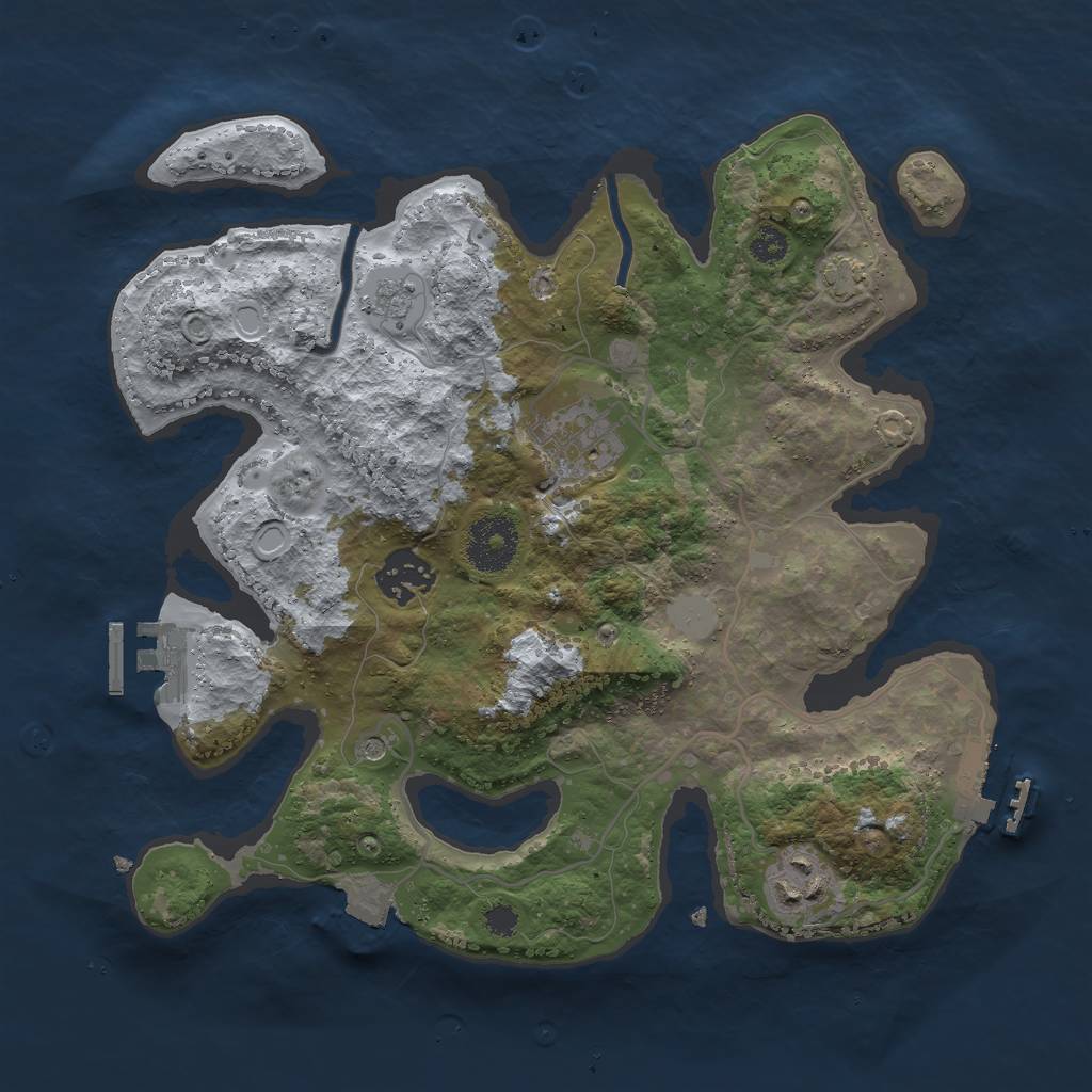 Rust Map: Procedural Map, Size: 3000, Seed: 407261481, 11 Monuments