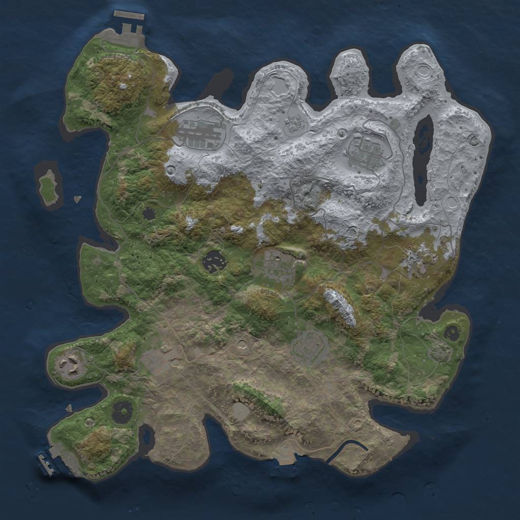 Rust Map: Procedural Map, Size: 3450, Seed: 1058434242, 16 Monuments