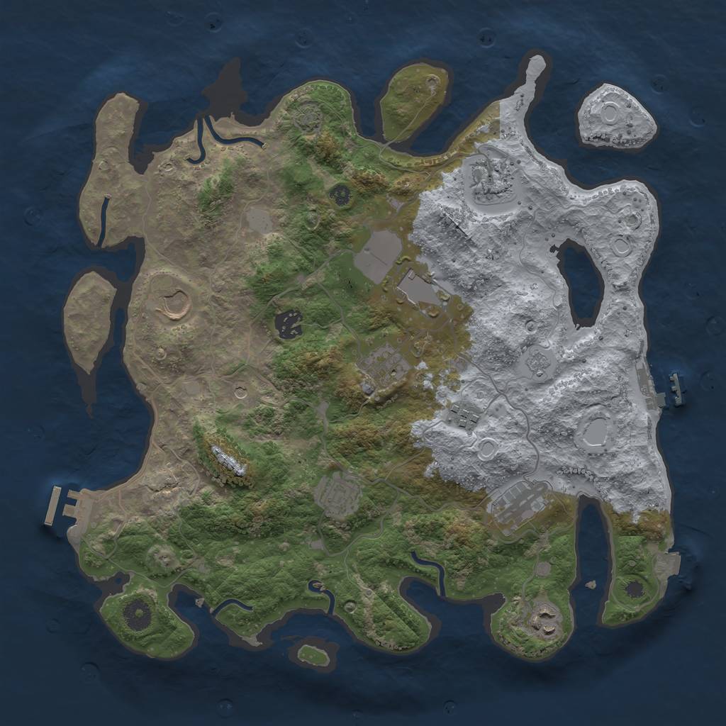 Rust Map: Procedural Map, Size: 3700, Seed: 911595539, 17 Monuments