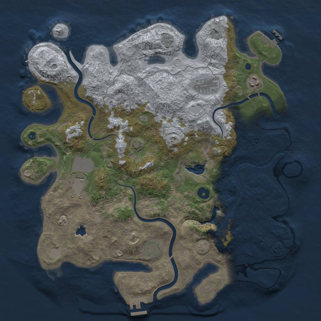Rust Map: Procedural Map, Size: 4000, Seed: 871277725, 12 Monuments