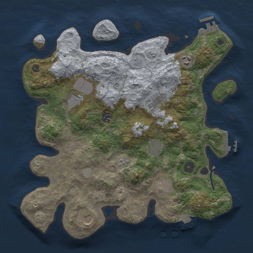 Rust Map: Procedural Map, Size: 3500, Seed: 1237650223, 16 Monuments