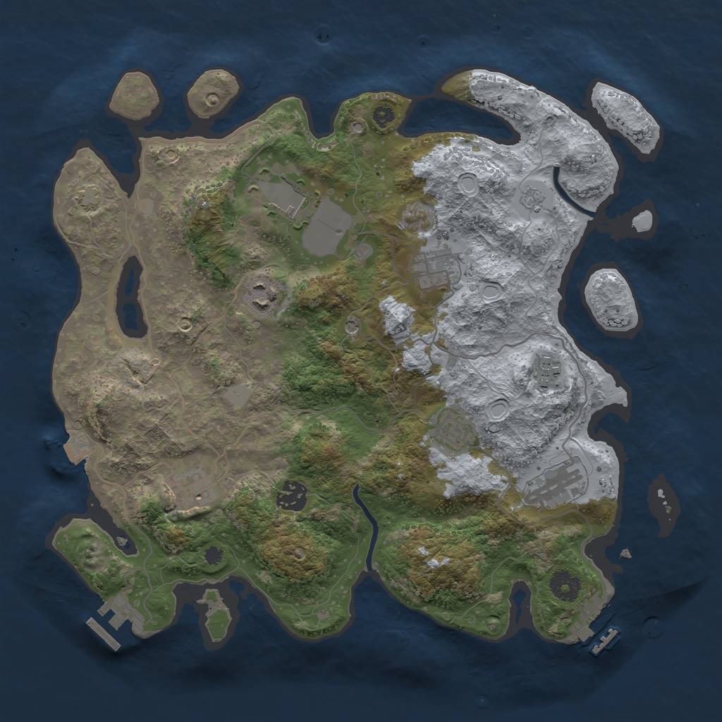 Rust Map: Procedural Map, Size: 3500, Seed: 177775, 16 Monuments