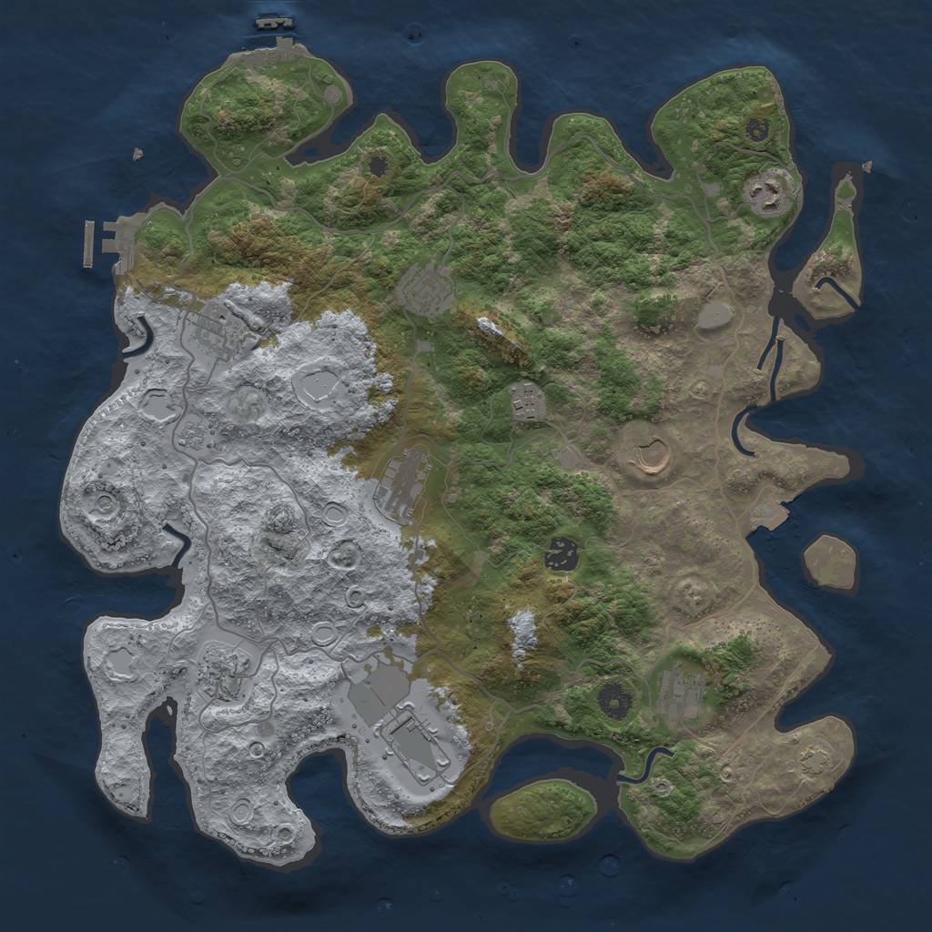 Rust Map: Procedural Map, Size: 4000, Seed: 647140664, 18 Monuments
