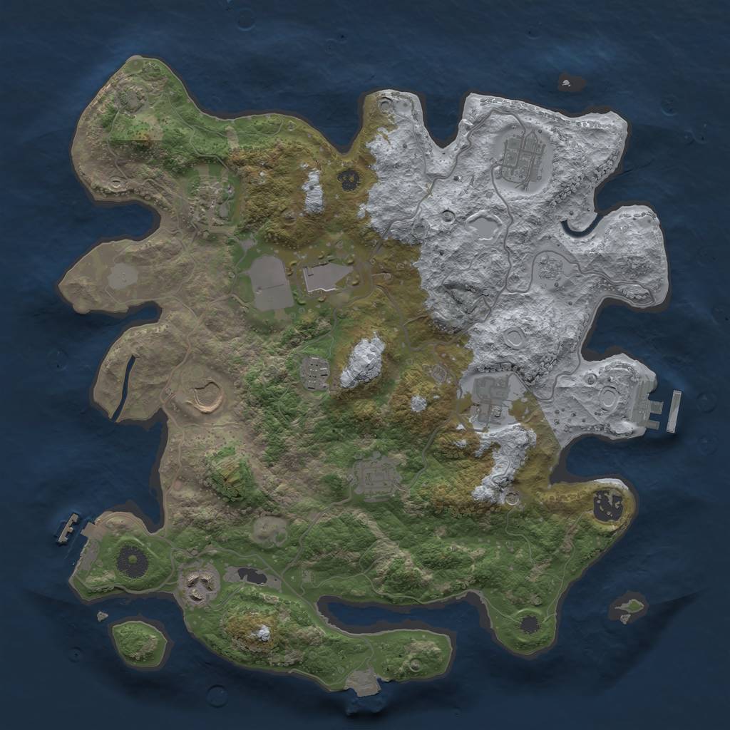 Rust Map: Procedural Map, Size: 3500, Seed: 1974325275, 17 Monuments