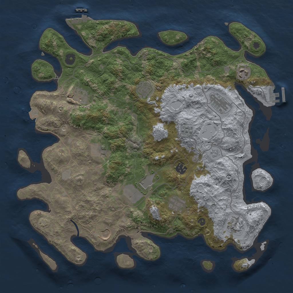 Rust Map: Procedural Map, Size: 4000, Seed: 1255595152, 19 Monuments