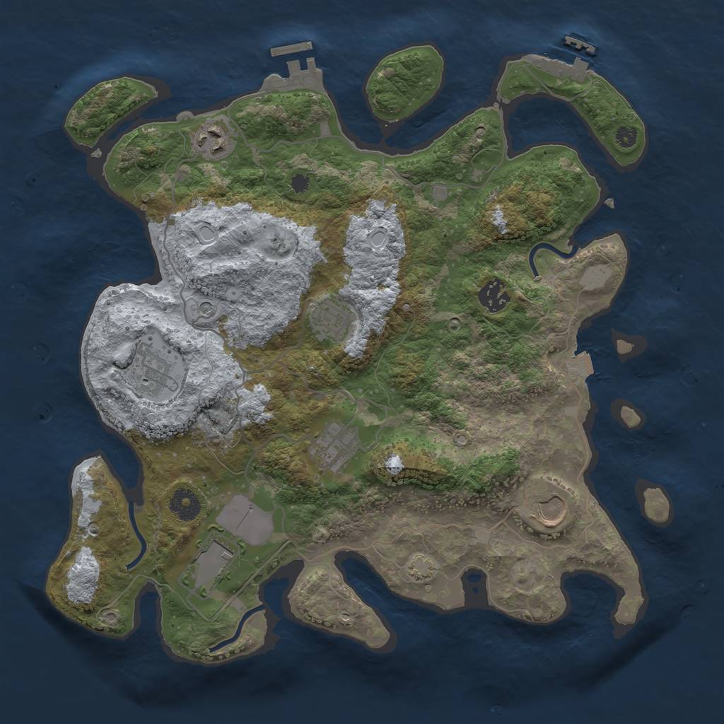 Rust Map: Procedural Map, Size: 3500, Seed: 357496348, 14 Monuments