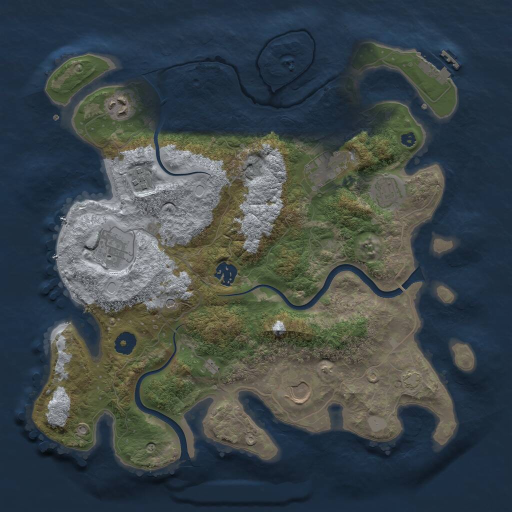 Rust Map: Procedural Map, Size: 3500, Seed: 357496348, 11 Monuments