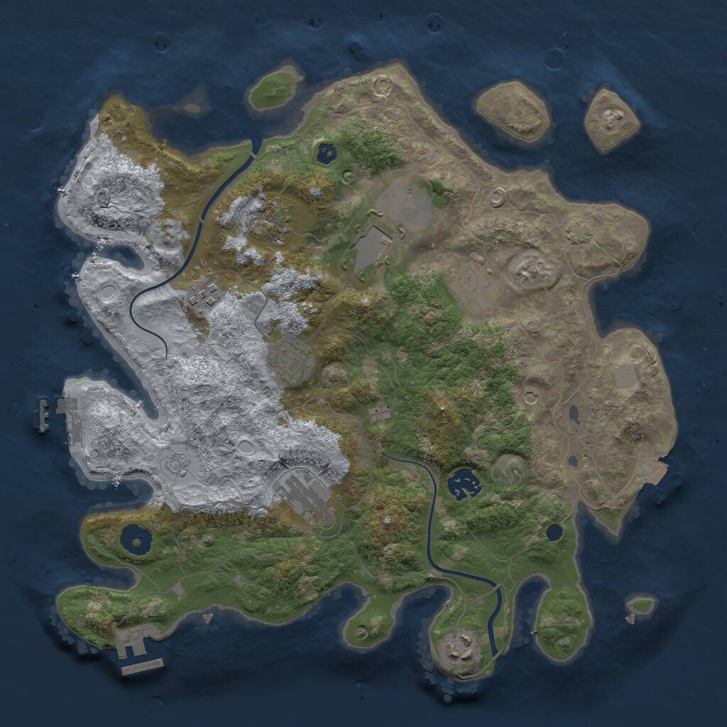 Rust Map: Procedural Map, Size: 3500, Seed: 36093266, 14 Monuments