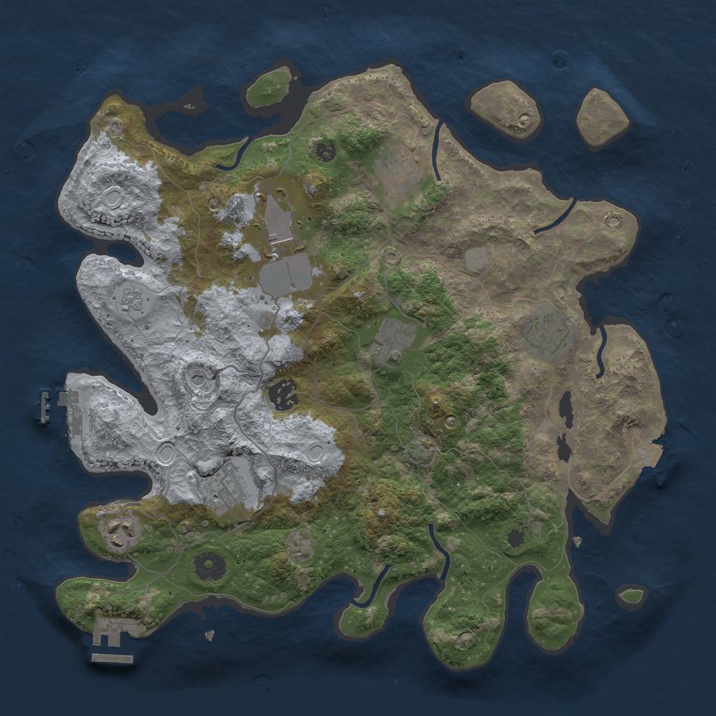 Rust Map: Procedural Map, Size: 3500, Seed: 36093266, 15 Monuments