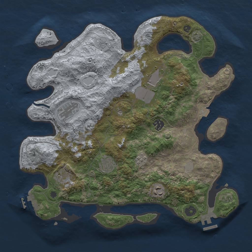Rust Map: Procedural Map, Size: 3500, Seed: 912432246, 15 Monuments