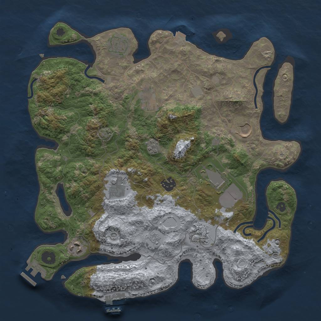 Rust Map: Procedural Map, Size: 3500, Seed: 373576990, 17 Monuments