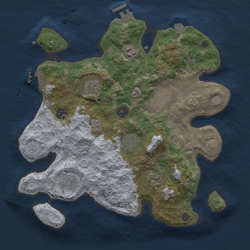 Rust Map: Procedural Map, Size: 3300, Seed: 1036201607, 16 Monuments