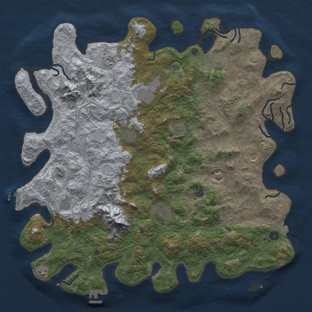 Rust Map: Procedural Map, Size: 5000, Seed: 1680347647, 19 Monuments