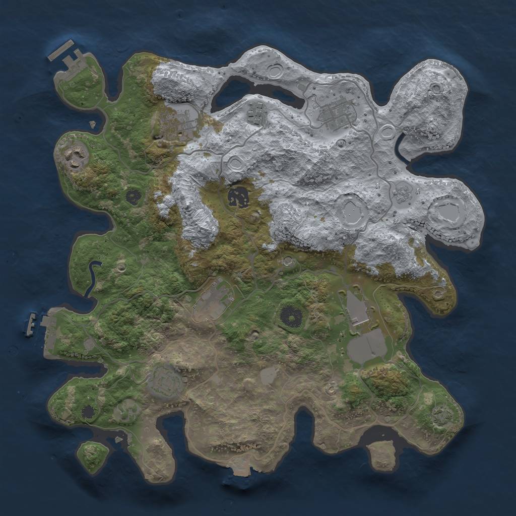 Rust Map: Procedural Map, Size: 3500, Seed: 1139745789, 16 Monuments