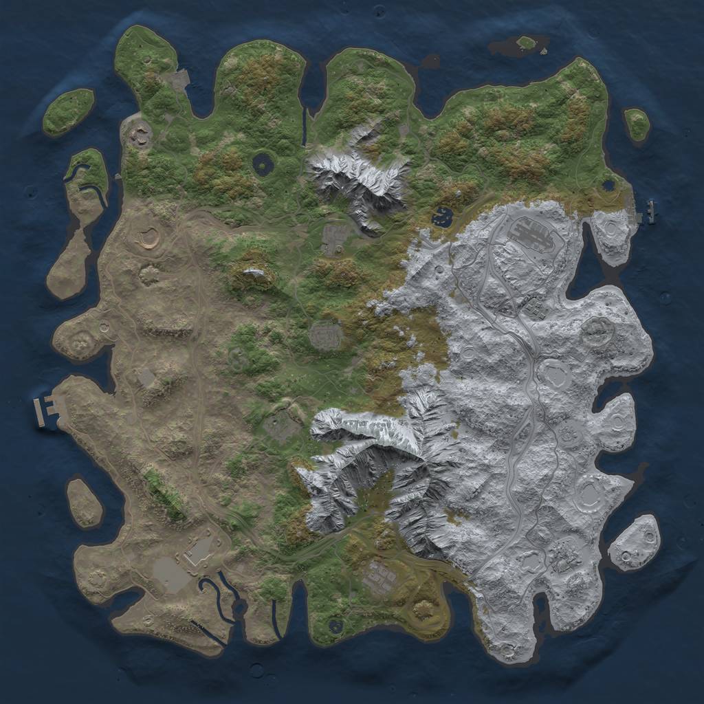 Rust Map: Procedural Map, Size: 5000, Seed: 1720503360, 19 Monuments